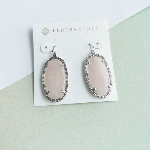 Kendra Scott Elle Rose Quartz Earrings - Silver - Picture 1 of 2